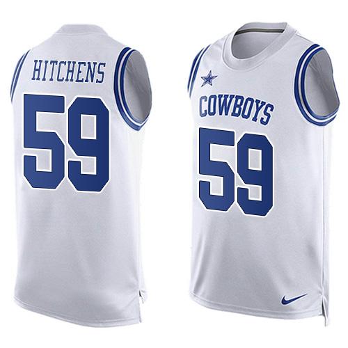  Cowboys #59 Anthony Hitchens White Men's Stitched NFL Limited Tank Top Jersey